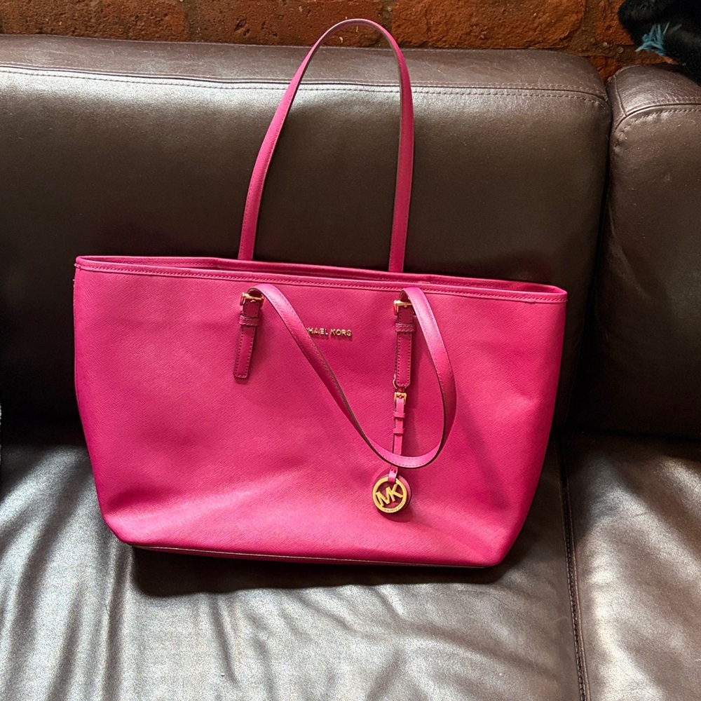 Michael Kors Hot Pink Saffiano Leather Tote